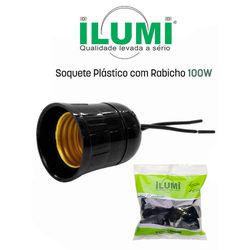 PORTA LAMPADA COM RABICHO PRETO 100W ILUMI - 07155 - Comercial Leal