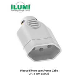 PLUGUE FÊMEA COM PRENSA CABO 2P+T 10A BRANCO ILUMI... - Comercial Leal