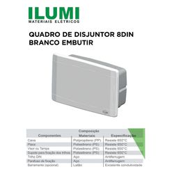 QUADRO DE DISJUNTORES 8DIN EMBUTIR BRANCO ILUMI - ... - Comercial Leal