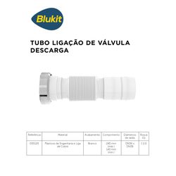 TUBO LIGAÇÃO DE VALVULA DE DESCARGA BLUKIT - 10584... - Comercial Leal
