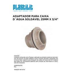 ADAPTADOR FLANGE PARA CAIXA D'ÁGUA SOLDÁVEL 25MMX3... - Comercial Leal