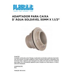 ADAPTADOR FLANGE P/ CAIXA D'ÁGUA SOLDÁVEL 50MMX1.1... - Comercial Leal