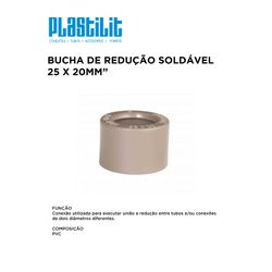 Bucha de Redução Curta Soldável 25X20MM PLASTILIT ... - Comercial Leal