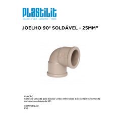 Joelho 90º Soldável 25MM PLASTILIT - 10229 - Comercial Leal