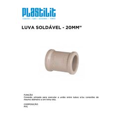 Luva Plastilit Soldável 20mm. - 10233 - Comercial Leal
