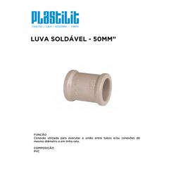 Luva de PVC Marrom Soldável 50MM PLASTILIT - 10236 - Comercial Leal
