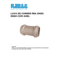 Luva de Correr para Tubo PBA DN50 DE60 PLASTILIT -... - Comercial Leal