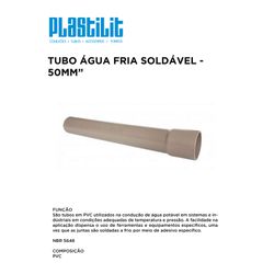 TUBO PVC Soldável 50MM 6M PLASTILIT - 10252 - Comercial Leal
