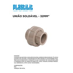 União Soldável 32MM PLASTILIT - 10255 - Comercial Leal