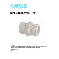 Nípel Roscável 1/2 PLASTILIT - 10277 - Comercial Leal