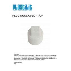 Plug PVC Branco Roscável 1/2 - 10280 - Comercial Leal