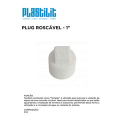 Plug Roscável Plastilit Branco 1