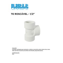 Tê PVC Branco Roscável 1/2 - 10283 - Comercial Leal