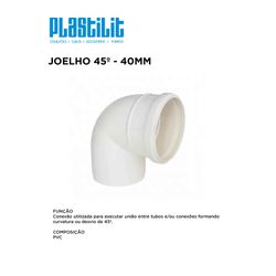 JOELHO 90º ESG 40 PLASTILIT - 10297 - Comercial Leal