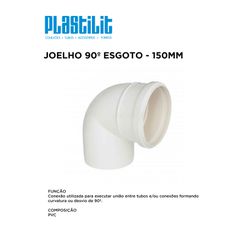 JOELHO 90º ESG 150 PLASTILIT - 10302 - Comercial Leal