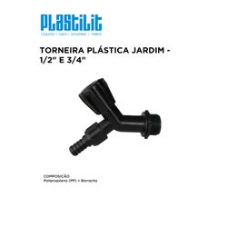 TORNEIRA PRETA PARA JARDIM 1/2 E 3/4 PLASTILIT - 1... - Comercial Leal