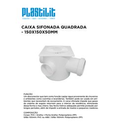 CAIXA SIFONADA QUADRADA BEANCO 150X150X50 PLASTILI... - Comercial Leal