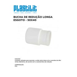 BUCHA RED LONGA ESG 50X40 PLASTILIT - 10386 - Comercial Leal