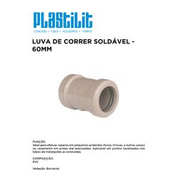 LUVA DE CORRER SOLD 60MM PLASTILIT - 10434 - Comercial Leal