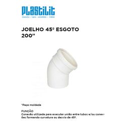 Joelho Esgoto 45º 200x200mm Plastilit - 10671 - Comercial Leal