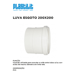 LUVA ESGOTO 200MM - PLASTILIT - 10673 - Comercial Leal