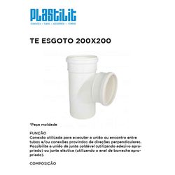 TE ESGOTO DN 200MM - PLASTILIT - 10674 - Comercial Leal