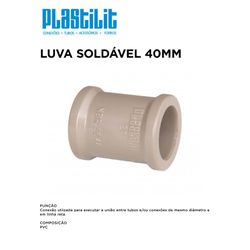 Luva PVC Marrom Soldável 40MM PLASTILIT - 10948 - Comercial Leal