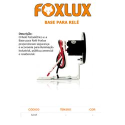 BASE PARA RELE FOTOCELULA FOXLUX - 06388 - Comercial Leal