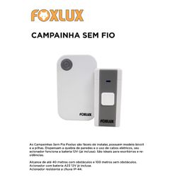 CAMPAINHA SEM FIO FOXLUX - 01227 - Comercial Leal