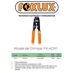 ALICATE DE CRIMPAR RJ45 FX-ACR1 FOXLUX - 03319 - Comercial Leal