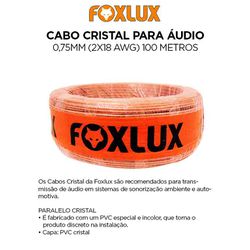 CABO DE SOM CRISTAL 2X0.75 FOXLUX - 08543 - Comercial Leal