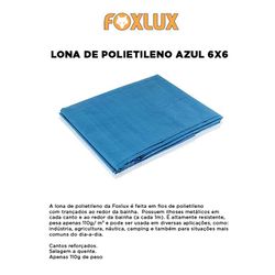 LONA DE POLIETILENO AZUL 6X6 FOXLUX - 09447 - Comercial Leal