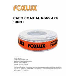 CABO COAXIAL RG59 47% 100MT FOXLUX - 10056 - Comercial Leal