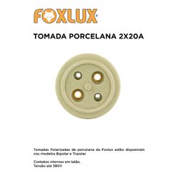 Tomada Externa Polarizada, Porcelana, 20A/0-380V 2... - Comercial Leal