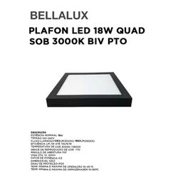 PLAFON LED 18W QUADRADO SOBREPOR 3000K BIVOLT PTO ... - Comercial Leal