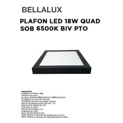 PLAFON LED 18W QUADRADO SOBREPOR 6500K BIVOLT PRET... - Comercial Leal