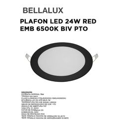 PLAFON LED 24W RED EMB 6500K BIV PTO BELLALUX - 12... - Comercial Leal
