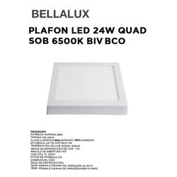 PLAFON LED 24W QUAD SOB 6500K BIV BCO BELLALUX - 1... - Comercial Leal