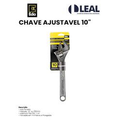 CHAVE INGLESA BOCA AJUSTÁVEL 10 - 14435 - Comercial Leal