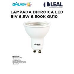 LÂMPADA DICRÓICA LED BIVOLT 6.5W 6.500K GU10 - 112... - Comercial Leal