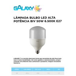 Lâmpada Led Alta Potência 50W 6500K E=27 4203A - G... - Comercial Leal