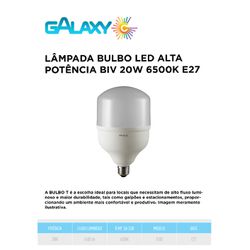 LAMPADA 20W 6500K BIVOLT E27 LED ALTA POTENCIA GAL... - Comercial Leal