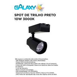 SPOT DE TRILHO 10W PRETO 3000K - 11581 - Comercial Leal