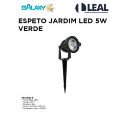 ESPETO JARDIM LED 5W VERDE GALAXY - 12386 - Comercial Leal