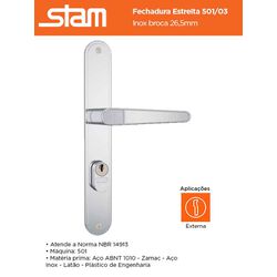 FECHADURA EXTERNA ESTREITA COM ESPELHO INOX 501/50... - Comercial Leal