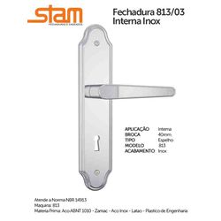 FECHADURA INTERNA 813/03 INOX STAM - 08934 - Comercial Leal