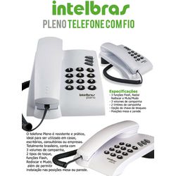 TELEFONE COM FIO PLENO BRANCO - 07115 - Comercial Leal