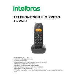 TELEFONE SEM FIO TS2510 PRETO - 09894 - Comercial Leal
