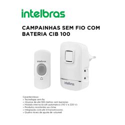 CAMPAINHA SEM FIO COM BATERIA CIB 101 INTELBRAS - ... - Comercial Leal