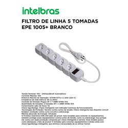FILTRO DE LINHA 5 TOMADAS BRANCO EPE1005+ INTELBR... - Comercial Leal